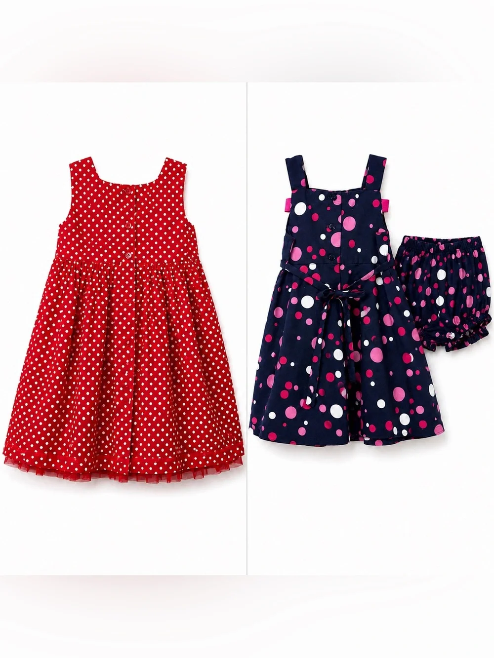 Toddler Girl 24M Polka Dot Party Dress Bundle Lot of 2 Navy Red EUC